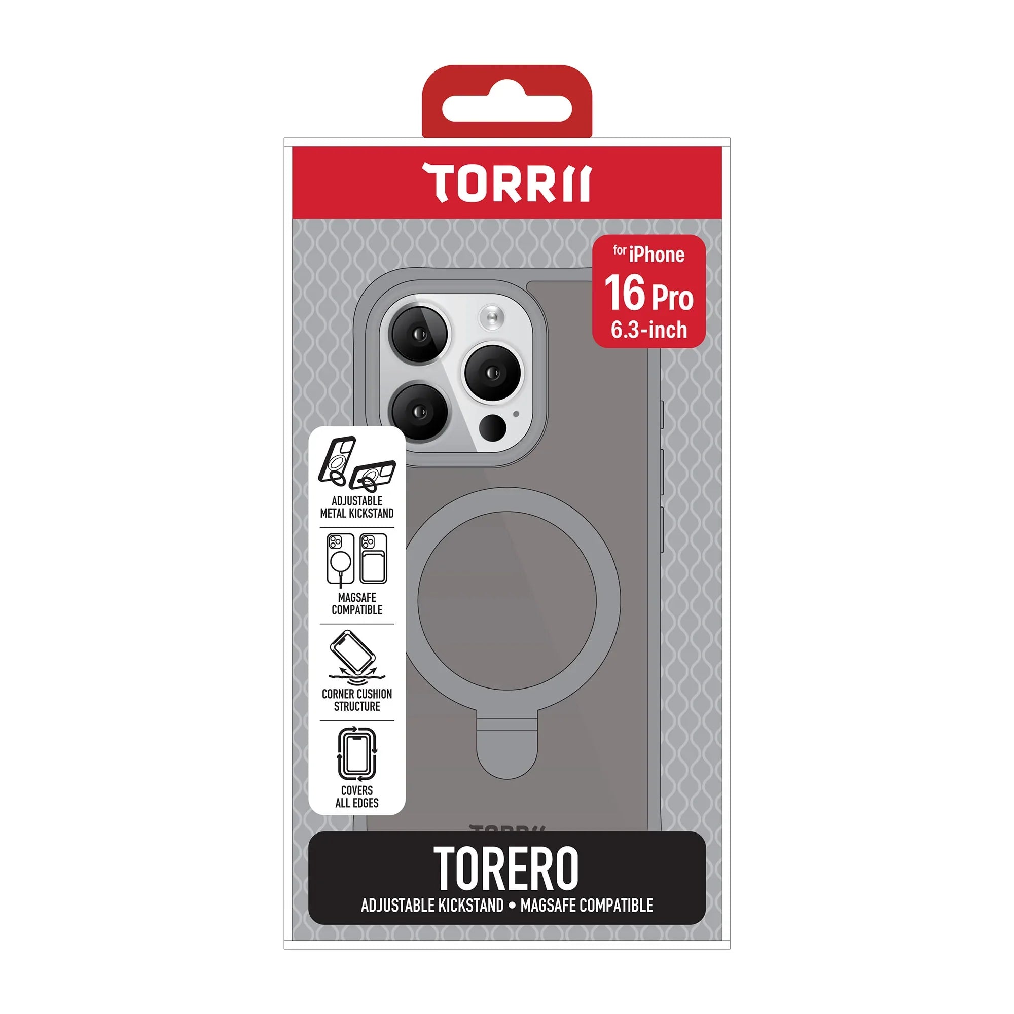 iPhone 16 Pro Torrii Torero Stand Magsafe Cover - Gray - Tashqila iPhone 16 Pro Torrii Torero Stand Magsafe Cover - Gray - Tashqila